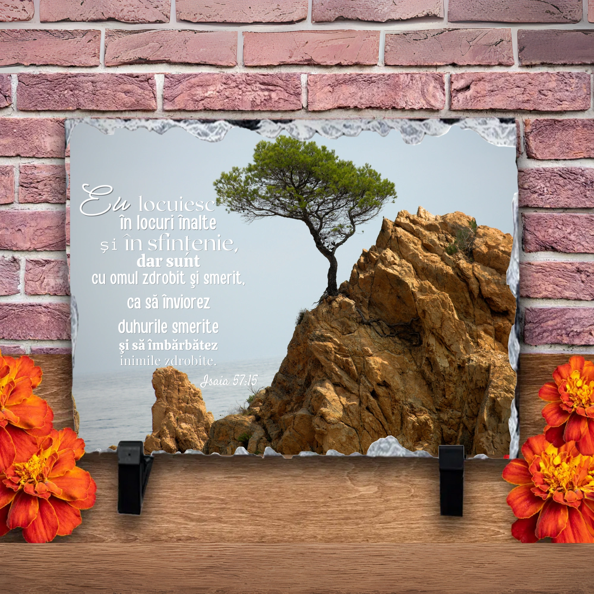 Placa ardezie, verset biblic - Isaia 57:15